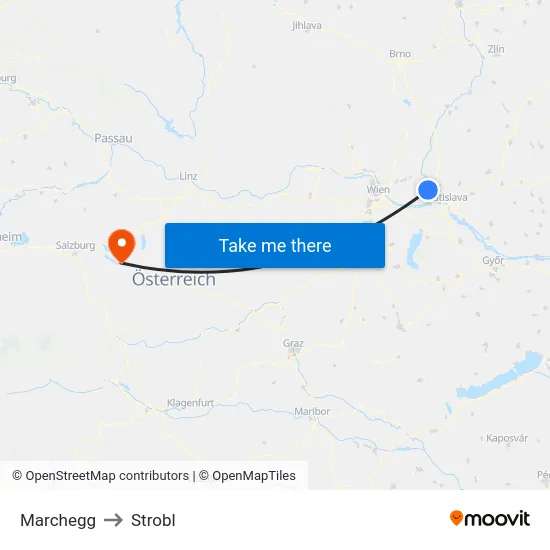 Marchegg to Strobl map