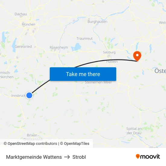 Marktgemeinde Wattens to Strobl map