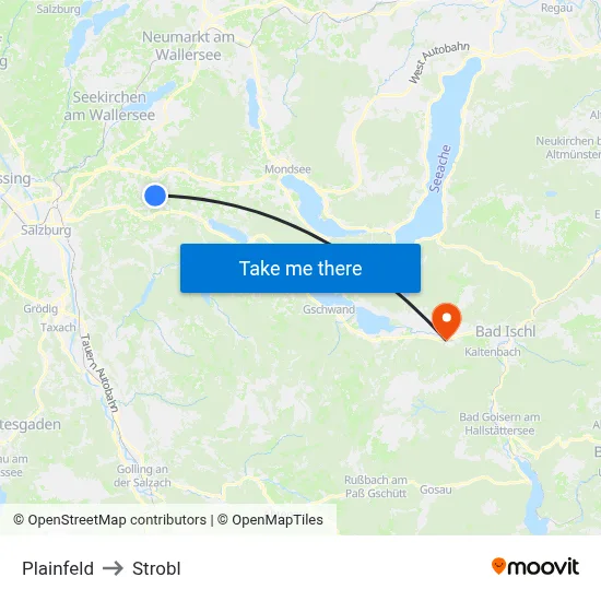 Plainfeld to Strobl map