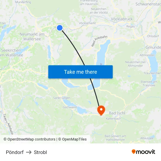 Pöndorf to Strobl map