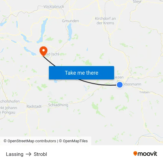 Lassing to Strobl map