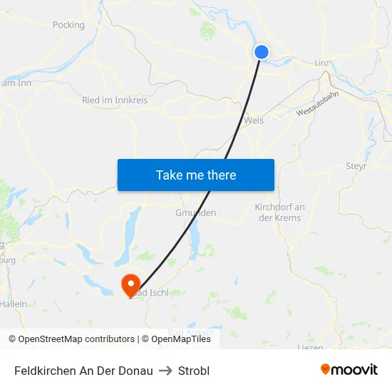 Feldkirchen An Der Donau to Strobl map