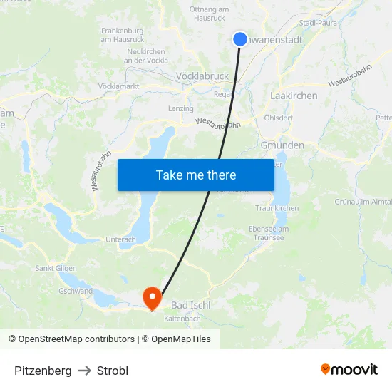 Pitzenberg to Strobl map