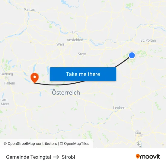 Gemeinde Texingtal to Strobl map