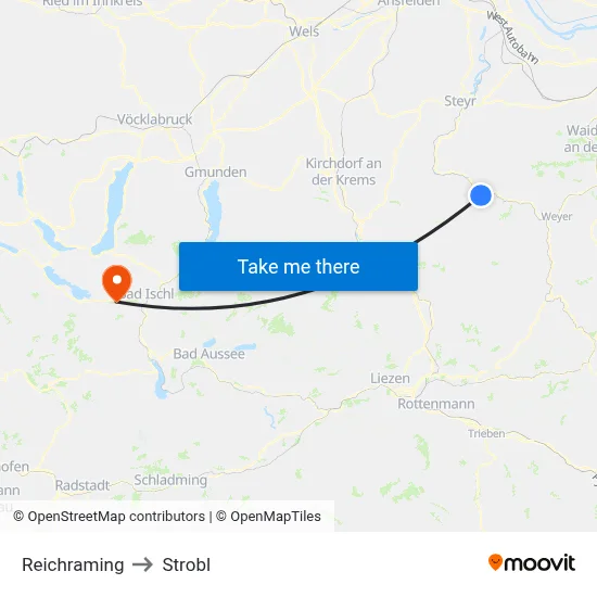 Reichraming to Strobl map