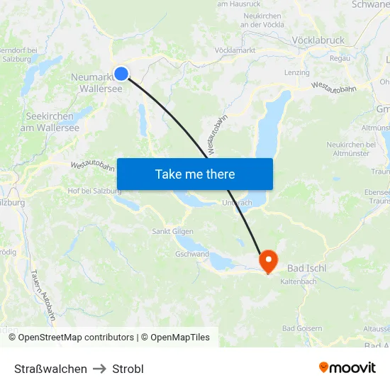 Straßwalchen to Strobl map