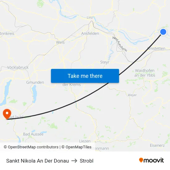 Sankt Nikola An Der Donau to Strobl map