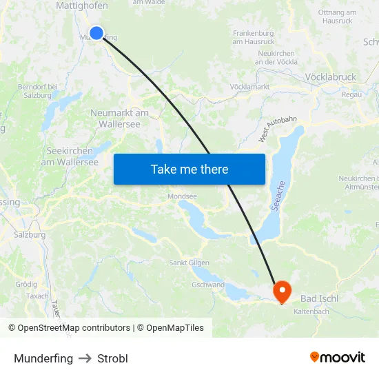 Munderfing to Strobl map