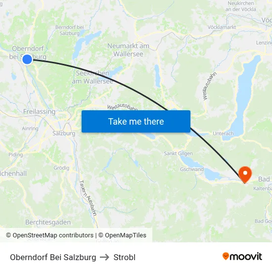 Oberndorf Bei Salzburg to Strobl map