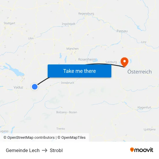 Gemeinde Lech to Strobl map