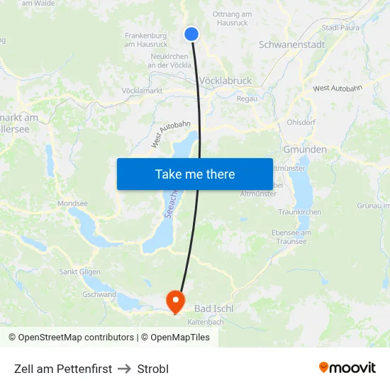 Zell am Pettenfirst to Strobl map