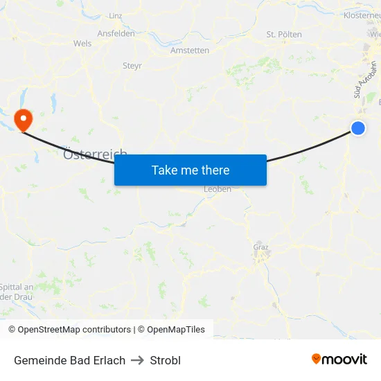 Gemeinde Bad Erlach to Strobl map
