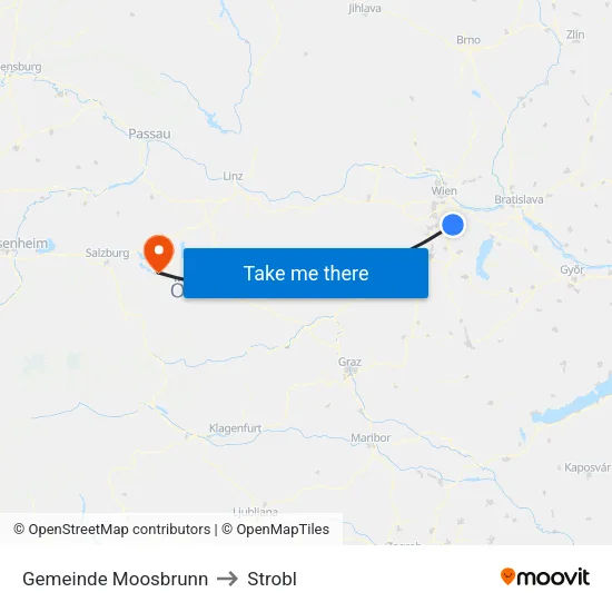 Gemeinde Moosbrunn to Strobl map