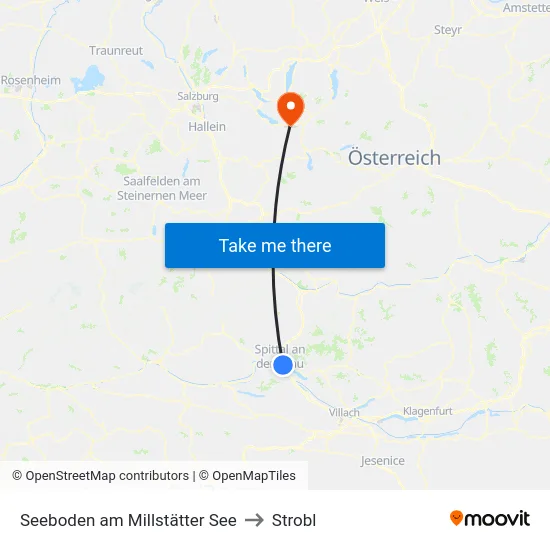 Seeboden am Millstätter See to Strobl map