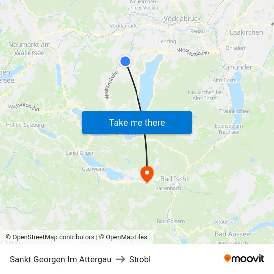 Sankt Georgen Im Attergau to Strobl map