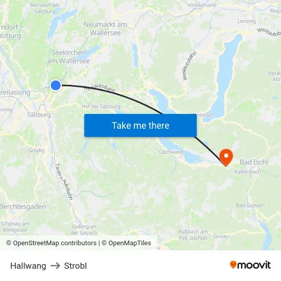 Hallwang to Strobl map