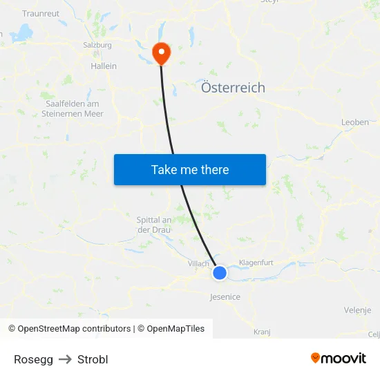 Rosegg to Strobl map