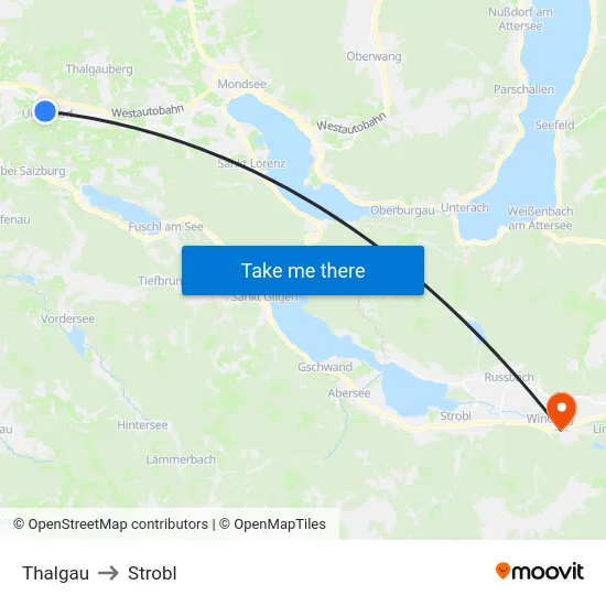 Thalgau to Strobl map