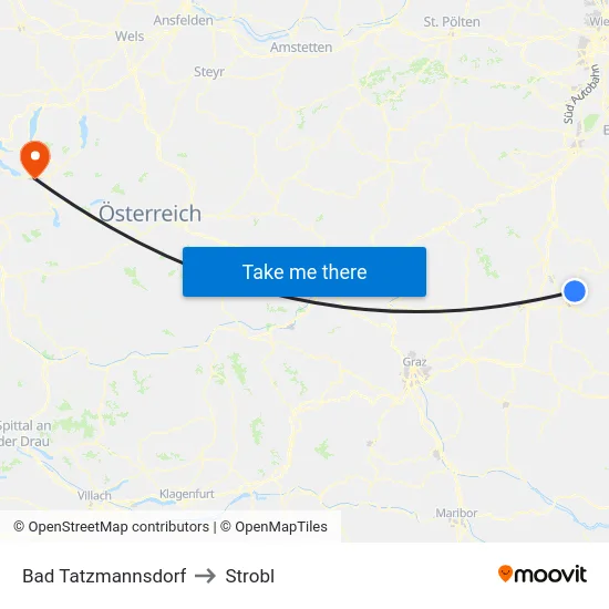 Bad Tatzmannsdorf to Strobl map
