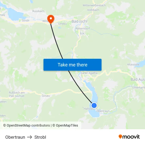 Obertraun to Strobl map