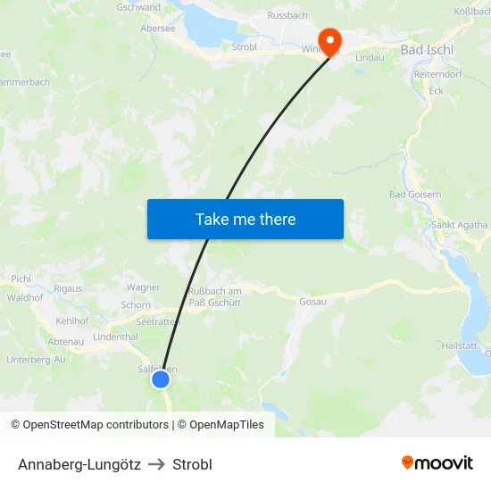 Annaberg-Lungötz to Strobl map