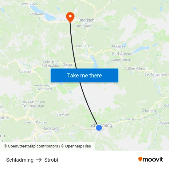 Schladming to Strobl map