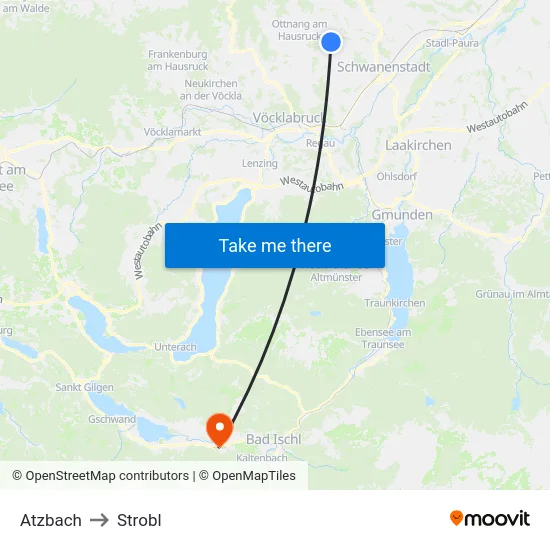 Atzbach to Strobl map