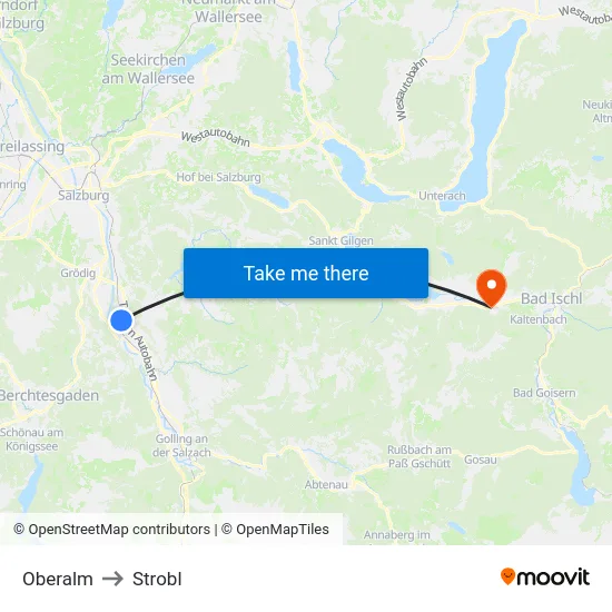 Oberalm to Strobl map