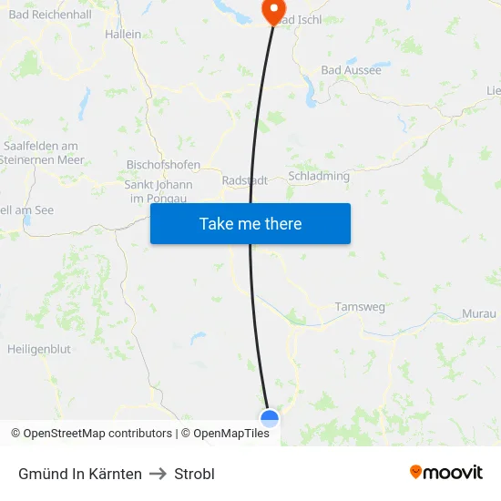 Gmünd In Kärnten to Strobl map