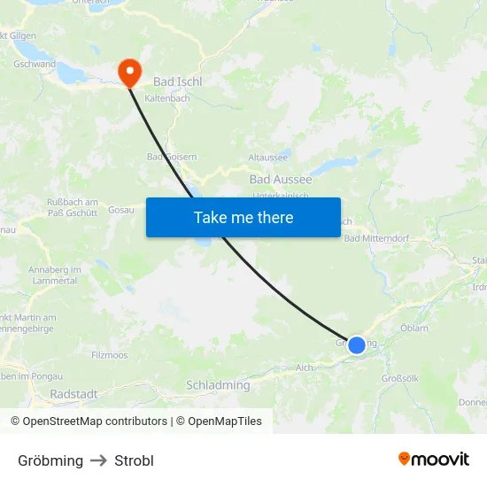Gröbming to Strobl map