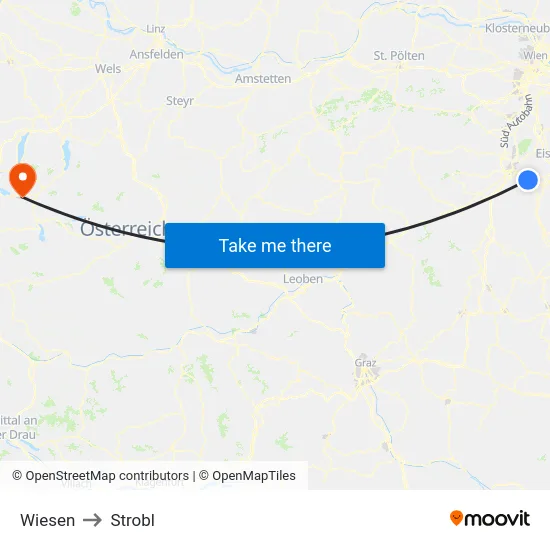 Wiesen to Strobl map