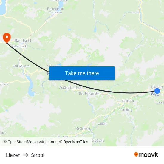 Liezen to Strobl map