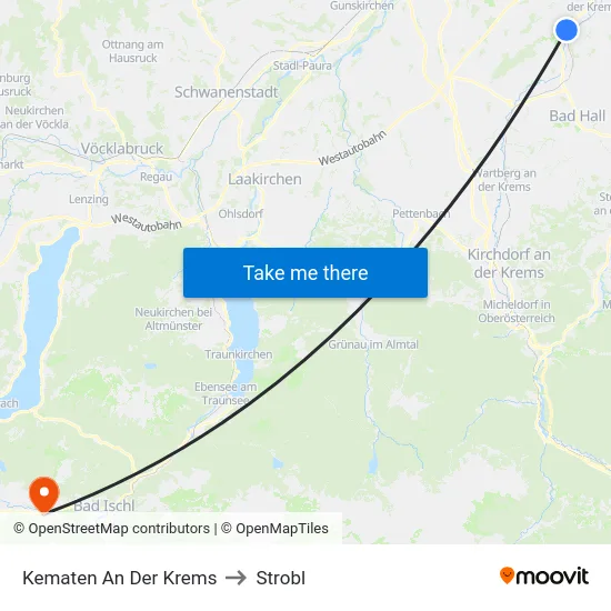 Kematen An Der Krems to Strobl map