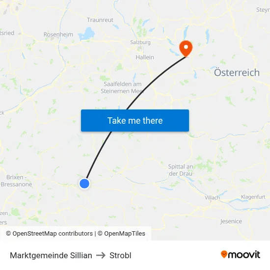 Marktgemeinde Sillian to Strobl map