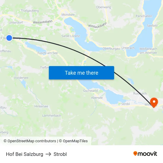 Hof Bei Salzburg to Strobl map