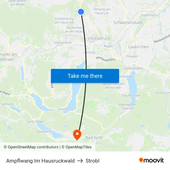 Ampflwang Im Hausruckwald to Strobl map