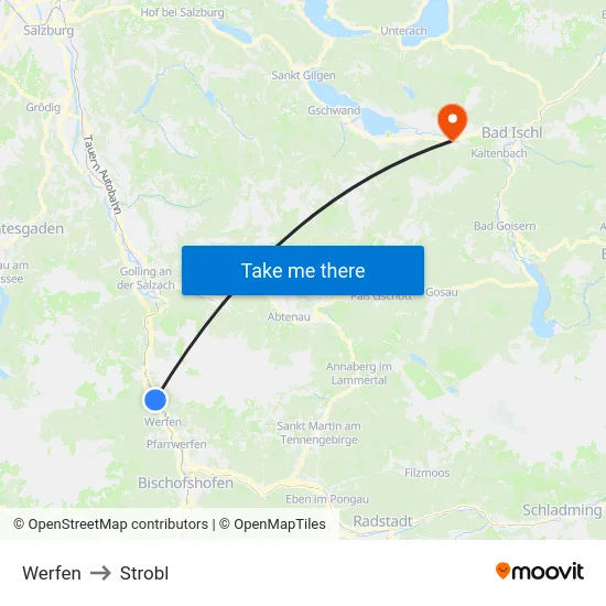 Werfen to Strobl map