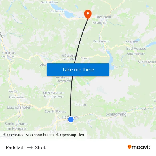 Radstadt to Strobl map