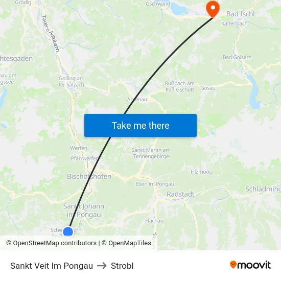 Sankt Veit Im Pongau to Strobl map
