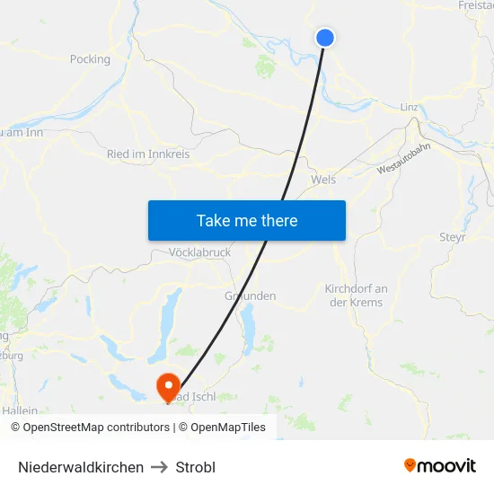 Niederwaldkirchen to Strobl map