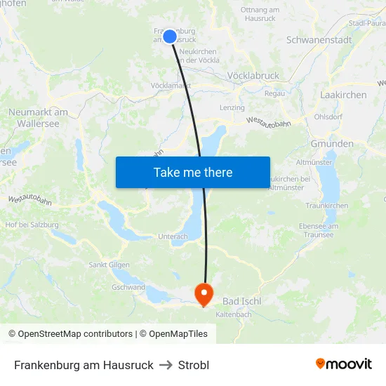 Frankenburg am Hausruck to Strobl map