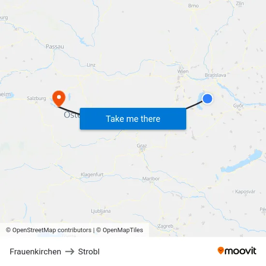 Frauenkirchen to Strobl map