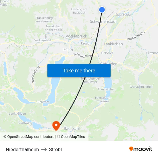 Niederthalheim to Strobl map