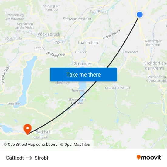 Sattledt to Strobl map