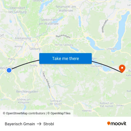 Bayerisch Gmain to Strobl map