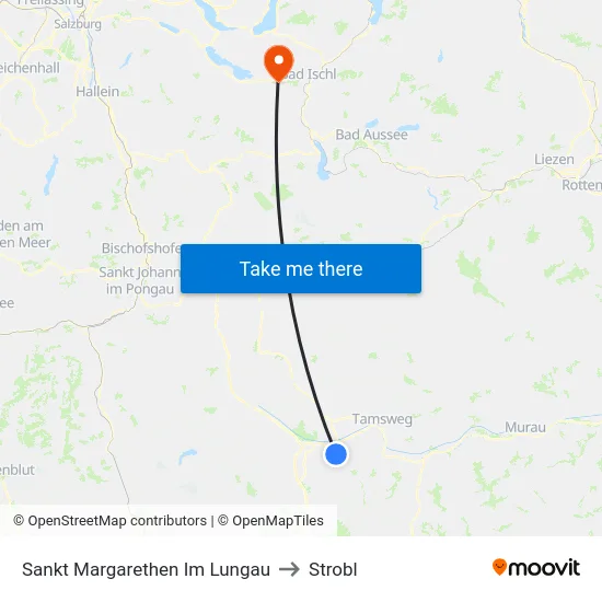 Sankt Margarethen Im Lungau to Strobl map
