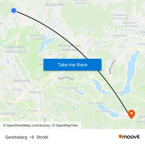 Geretsberg to Strobl map
