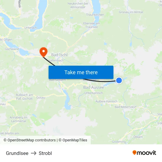 Grundlsee to Strobl map