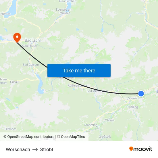Wörschach to Strobl map