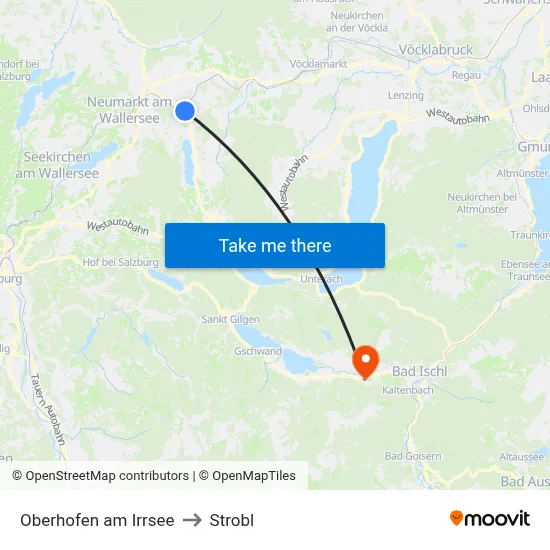Oberhofen am Irrsee to Strobl map